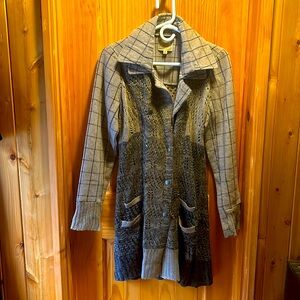 BLACK SWAN - Wool Plaid, Knit Button Up Shacket